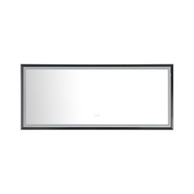 (ONLY FOR PICKUP)  88in. W x 38in. H Oversized Rectangular Black Framed LED Mirror Anti-Fog Dimmable Wall Mount Bathroom Vanity Mirror Wall Mirror Kit