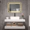 27 in. H LED Single Bathroom Vanity Mirror in Polished Crystal Bathroom Vanity LED Mirror for Bathroom Wall Smart Lighted Vanity Mirrors