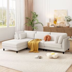 U_Style Modern Modular Sectional Sofa with Movable Ottoman, 110 Inch 4 Seat Sofa Set with 5 pillows, Unique Piping Stitch Design