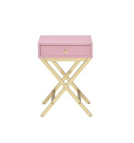 Coleen Pink & Gold Finish Accent Table