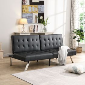 sofa bed, Stainless steel chair leg, PVC, black