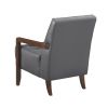 Modern Style Accent Chair Gray Leather Upholstered Tufted Detail Walnut Finish Wood Furniture 1pc