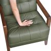 Modern Style Accent Chair Green Leather Upholstered Tufted Detail Walnut Finish Wood Furniture 1pc