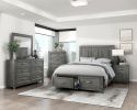 Gray Finish Queen Platform Bed with Storage Drawers Wooden Bedroom Furniture 1pc