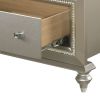 Kaitlyn Synthetic Leather & Champagne Finish Full Bed W/Led & Storage