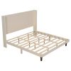 Stylish High Headboard Bed, 54 "High Headboard, High Quality, Comfortable High Back Design Ideal for Reading or Relaxing, King Size, Beige