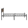 Twin Size metal bedframe, Headboard with wood panel decoration, black