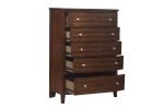 Dark Cherry Finish 1pc Chest of 5x Drawers Satin Nickel Tone Knobs Transitional Style Bedroom Furniture