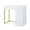 31.5'' Makeup Vanity Desk with Lighted Mirror, Luxury Dressing Table with 2 Drawers and 1 Cabinet, 3 Lighting Modes Available for Bedroom, White-Gold