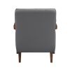 Modern Style Accent Chair Gray Leather Upholstered Tufted Detail Walnut Finish Wood Furniture 1pc