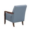 Modern Style Accent Chair Blue Leather Upholstered Tufted Detail Walnut Finish Wood Furniture 1pc