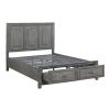 Gray Finish Queen Platform Bed with Storage Drawers Wooden Bedroom Furniture 1pc