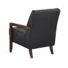 Modern Style Accent Chair Black Leather Upholstered Tufted Detail Walnut Finish Wood Furniture 1pc