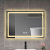 27 in. H LED Single Bathroom Vanity Mirror in Polished Crystal Bathroom Vanity LED Mirror for Bathroom Wall Smart Lighted Vanity Mirrors