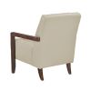 Modern Style Accent Chair Beige Leather Upholstered Tufted Detail Walnut Finish Wood Furniture 1pc