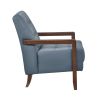 Modern Style Accent Chair Blue Leather Upholstered Tufted Detail Walnut Finish Wood Furniture 1pc