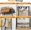 Rolling Clothes Rack, Heavy Duty Clothing Rack, 3-Shelf Portable Adjustable Wardrobe Closet with Wheels, Hanging Rods & Side Hooks