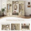 4-in-1 Detachable Hall Tree with Storage and 7 Hooks, Multiple Functions Hallway Coat Rack with Storage Drawers and Cabinet