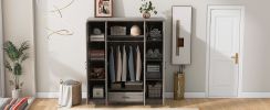 4-Door Mirror Wardrobe with shelves, Gray