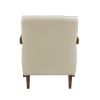 Modern Style Accent Chair Beige Leather Upholstered Tufted Detail Walnut Finish Wood Furniture 1pc