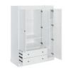 3 Shutter Door Wardrobe Armoire Closet with 2 Drawers, White(Expected Arrival Time: 1.12)