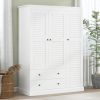 3 Shutter Door Wardrobe Armoire Closet with 2 Drawers, White(Expected Arrival Time: 1.12)