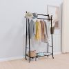 1pc, Free Standing Metal Towel Stand with Storage Shelf and Wheel for Extra Large Towel Blanket Drying, Metal Towel Drying Rack and Blanket Holder