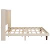 Stylish High Headboard Bed, 54 "High Headboard, High Quality, Comfortable High Back Design Ideal for Reading or Relaxing, King Size, Beige