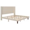 Stylish High Headboard Bed, 54 "High Headboard, High Quality, Comfortable High Back Design Ideal for Reading or Relaxing, King Size, Beige