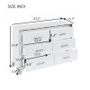 Elegant High Gloss Dresser with Metal Handle,Mirrored Storage Cabinet with 6 Drawers for Bedroom,Living Room,White