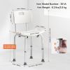 VEVOR Shower Chair, Shower Seat with Back, Adjustable Height Shower Stool, Shower Chair for Inside Shower Bathtub