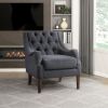 Dark Gray Accent Chair Button-Tufted Boucle Fabric Upholstery Modern Living Room Furniture 1pc