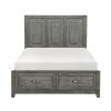 Gray Finish Queen Platform Bed with Storage Drawers Wooden Bedroom Furniture 1pc