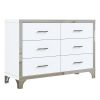 Elegant High Gloss Dresser with Metal Handle,Mirrored Storage Cabinet with 6 Drawers for Bedroom,Living Room,White