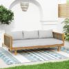 CLAREMONT 3 SEATER DAYBED WITH RATTAN ARMS (LIGHT GREY CUSHION)