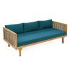 CLAREMONT 3 SEATER DAYBED WITH RATTAN ARMS (TEAK CUSHION)