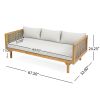 CLAREMONT 3 SEATER DAYBED WITH RATTAN ARMS (LIGHT GREY CUSHION)