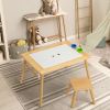 Children's Sensory Table with Stool, Kids Activity Table with 2 Storage Bins & 2 Pen Holders & Paper Roll