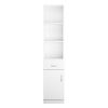 White Embossed Triamine Density Panel One Door One Drawer Three compartments Tall Cabinet Bathroom Riser