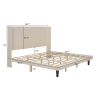 Stylish High Headboard Bed, 54 "High Headboard, High Quality, Comfortable High Back Design Ideal for Reading or Relaxing, King Size, Beige