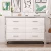 Elegant High Gloss Dresser with Metal Handle,Mirrored Storage Cabinet with 6 Drawers for Bedroom,Living Room,White