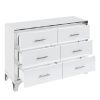 Elegant High Gloss Dresser with Metal Handle,Mirrored Storage Cabinet with 6 Drawers for Bedroom,Living Room,White