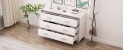 Elegant High Gloss Dresser with Metal Handle,Mirrored Storage Cabinet with 6 Drawers for Bedroom,Living Room,White