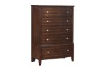 Dark Cherry Finish 1pc Chest of 5x Drawers Satin Nickel Tone Knobs Transitional Style Bedroom Furniture