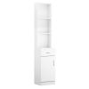 White Embossed Triamine Density Panel One Door One Drawer Three compartments Tall Cabinet Bathroom Riser