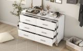 Elegant High Gloss Dresser with Metal Handle,Mirrored Storage Cabinet with 6 Drawers for Bedroom,Living Room,White