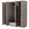 4-Door Mirror Wardrobe with shelves, Gray