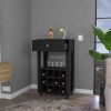 Bar Cart Bayamon, Twelve Wine Cubbies, Four Legs, Black Wengue Finish