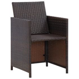 vidaXL 11 Piece Patio Dining Set with Cushions Poly Rattan Brown (Option: Macaron)