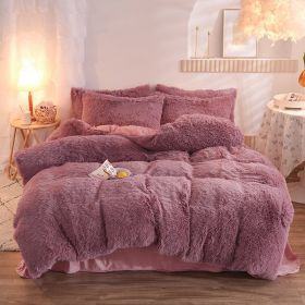 Luxury Thick Fleece Duvet Cover Queen King Winter Warm Bed Quilt Cover Pillowcase Fluffy Plush Shaggy Bedclothes Bedding Set Winter Body Keep Warm (Option: Macaron)